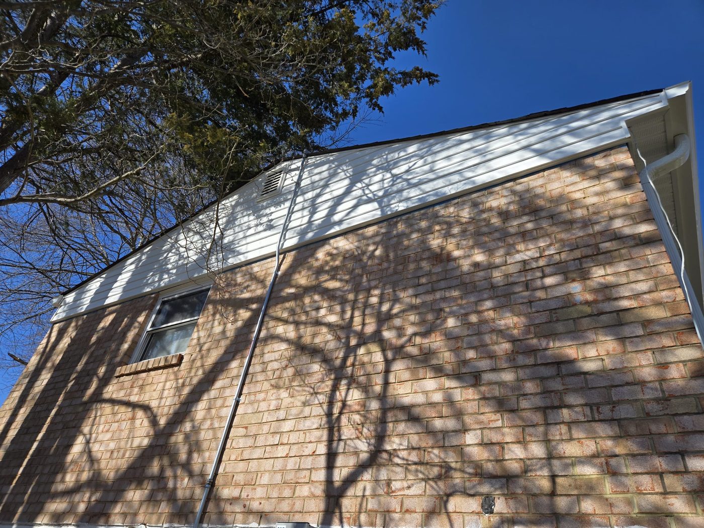 Roof edge, gutter and siding on the side of a home